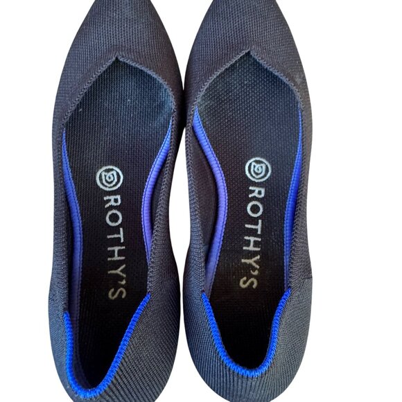 Rothys Womens Pointed Toe Flats Black W7 EU 37.5 Washable Knit Sustainable Shoes - Picture 8 of 9